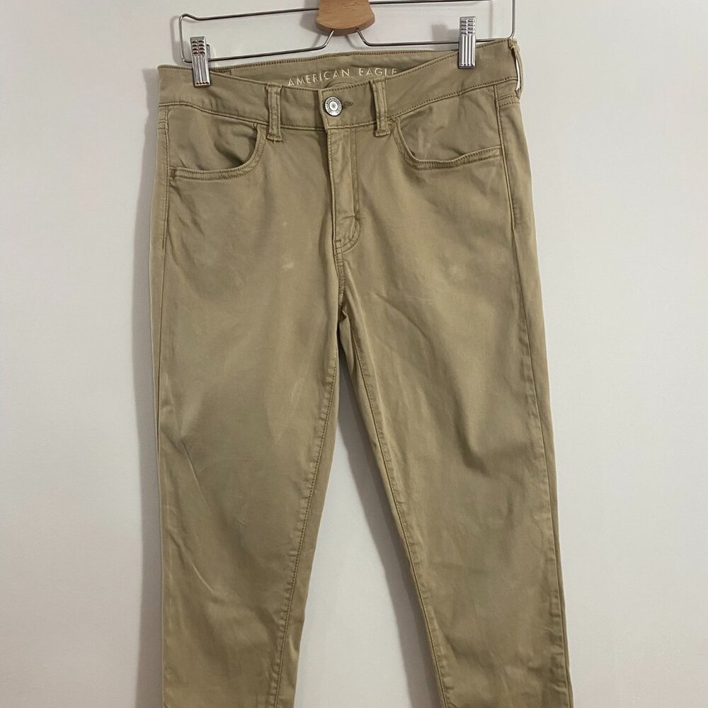American Eagle Khaki Straight Leg Pant, Size 8